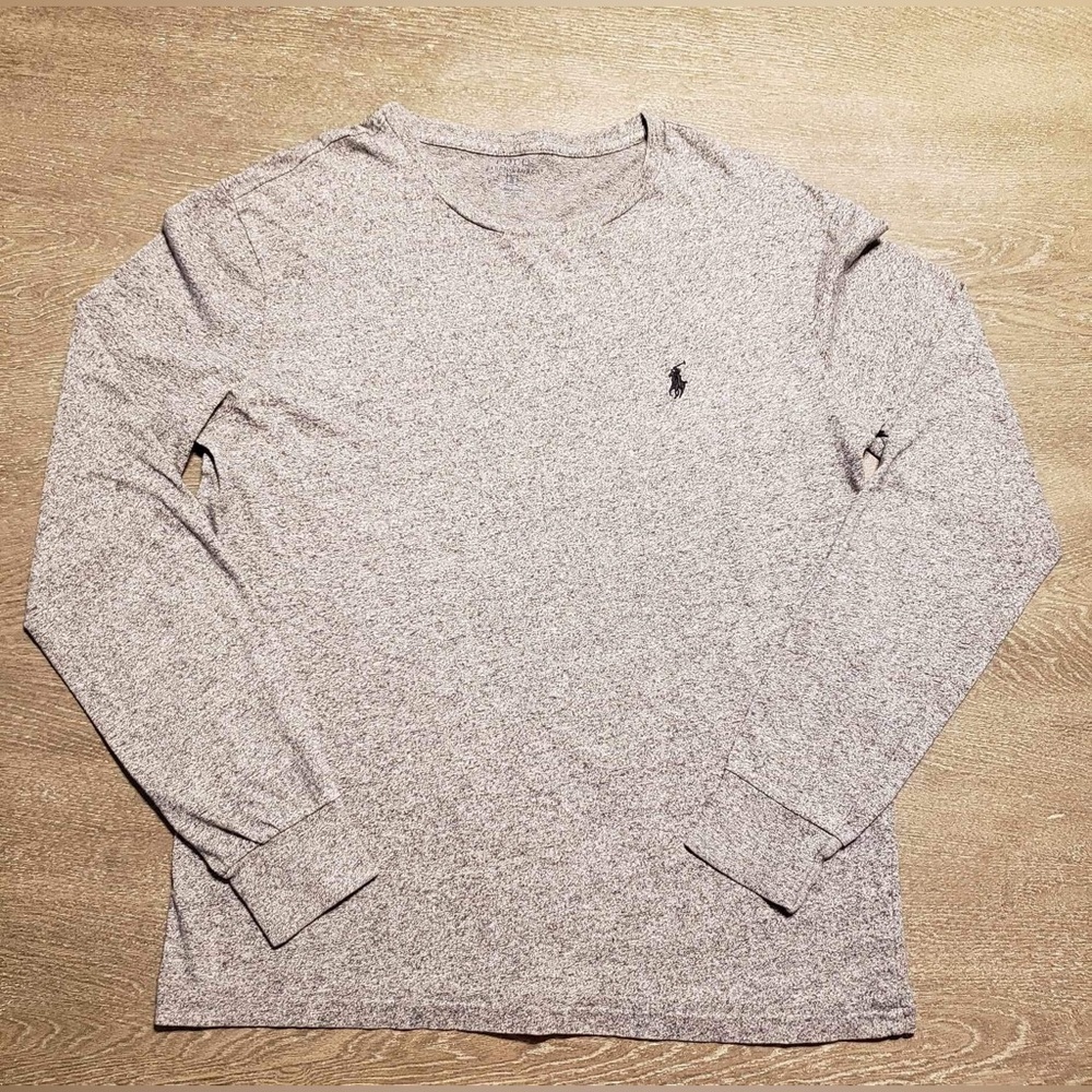 POLO RALPH LAUREN MEN GRAY LONG SLEEVE PULLOVER SIZE S 100%COTTON